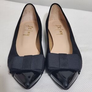 French Sole New York Onstage Ballet Flat Black Suede Patent Leather Women 8